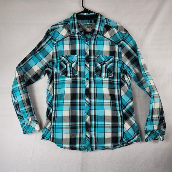 BKE Buckle Standard Fit Men's Plaid Pearl Snap Long Sleeve Shirts Size Large - Picture 1 of 7